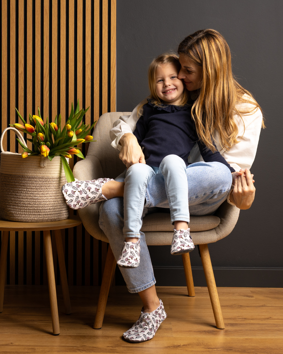Zapatos barefoot para mujer Flores sobre blanco