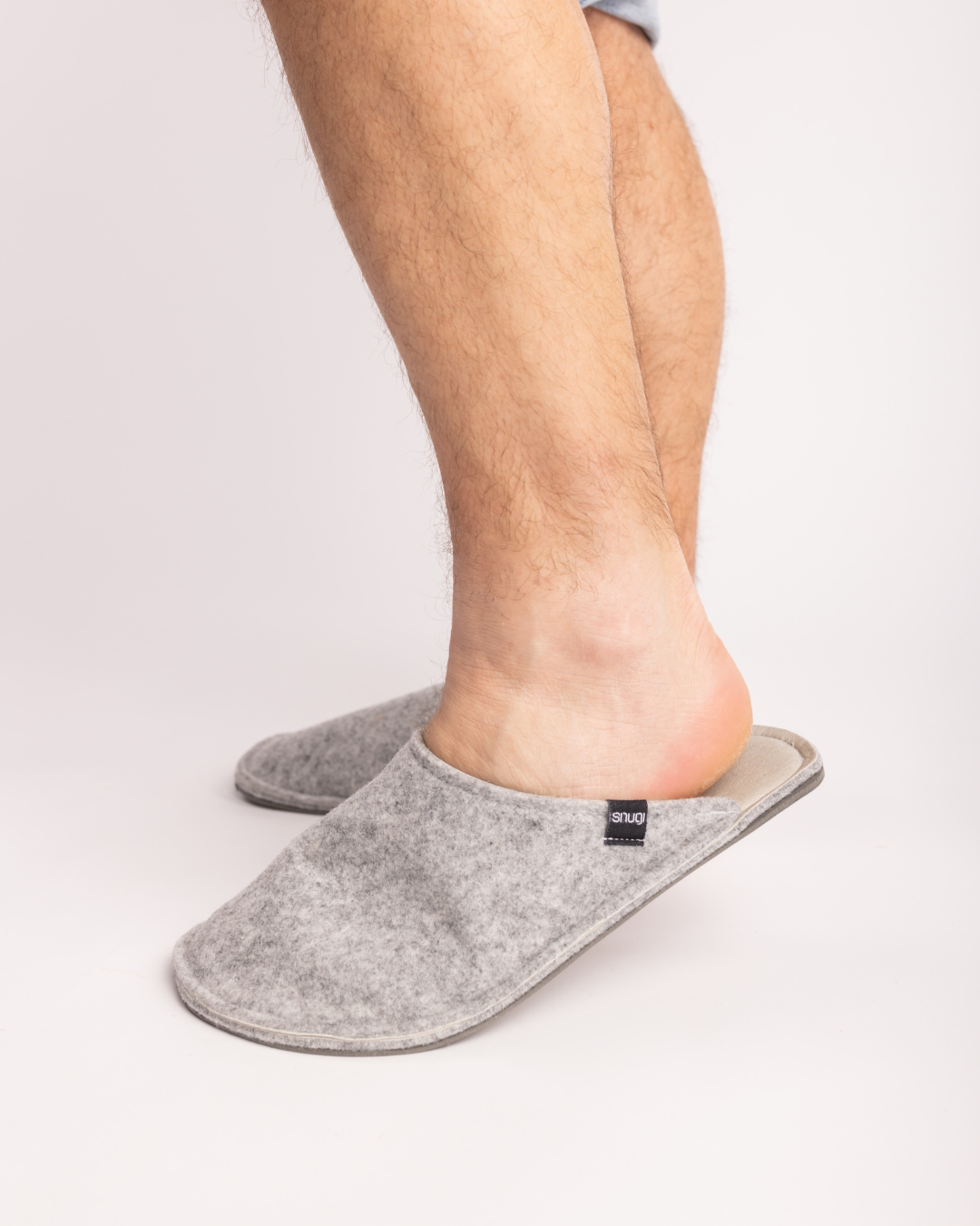 Zapatillas de fieltro para hombre gris claro