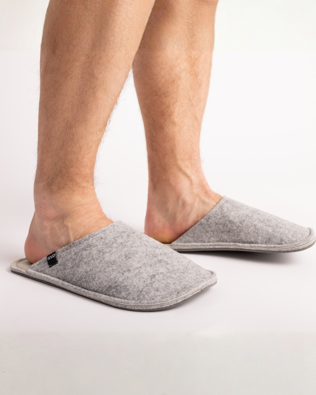 Zapatillas de fieltro para hombre gris claro